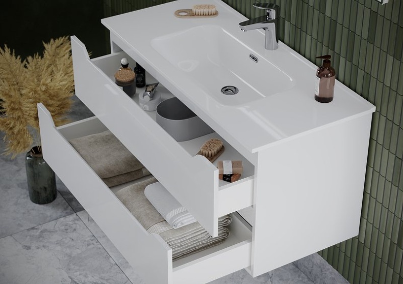 Тумба под раковину подвесная Sancos Norma 2.0 120 белая глянцевая NR2.0120-1W - 1