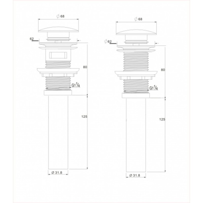 Донный клапан для раковины WeltWasser WW PP GL-CR хром  10000010240 - 2