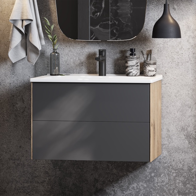 Тумба с раковиной Aquaton Сохо 75 серый-светлое дерево 1A2581K1AJA00 - 4