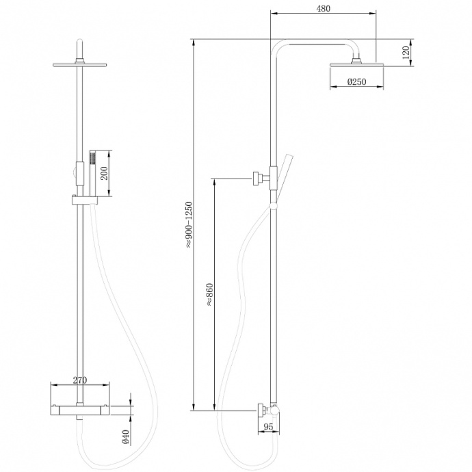 Душевая стойка Abber Wasser Kreis с термостатом розовое золото AF8160RG - 1