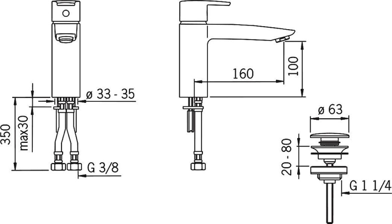 Смеситель для раковины Oras Safira new хром  2805F - 13