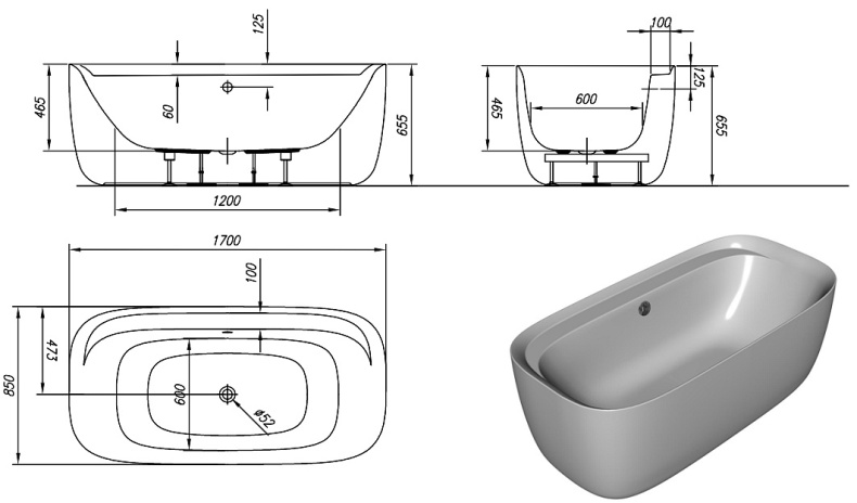 Акриловая ванна Kolpa San Lux 170х85 белая 922810 - 3