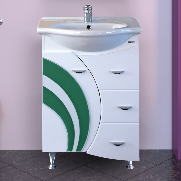 Тумба для комплекта Misty Каролина 60 3 ящика L зеленое стекло П-Крл01060-2853ЯЛ - 0