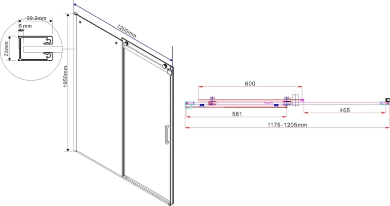 Душевая дверь Vincea Como 120 черная стекло прозрачное VDS-1C120CLB - 2