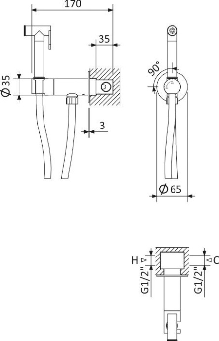 Гигиенический душ Cezares Leaf хром LEAF-DIF-01 - 1