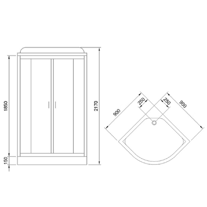 Душевая кабина Royal Bath 90х90 хром стекло матовое RB90HK1-M-CH-EL - 1