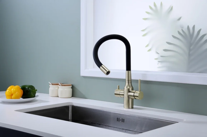 Смеситель для кухни Paulmark Salix с гибким изливом бронза - черный матовый Sa213419-BR - 6