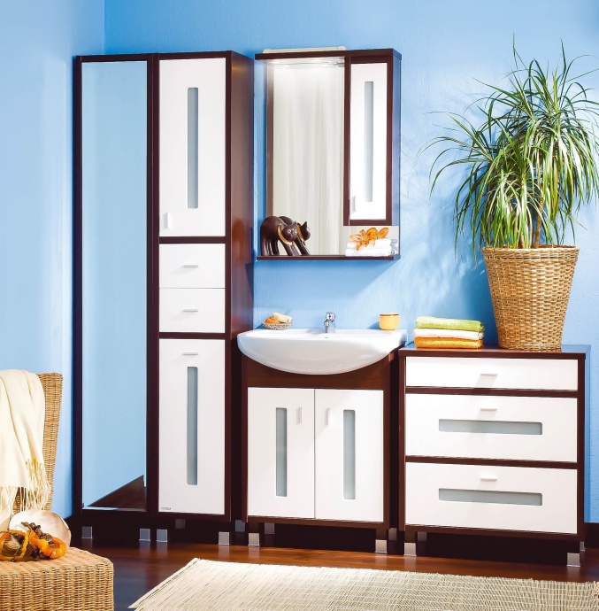 Зеркало-шкаф Бриклаер Бали 62 венге, белый глянец, R 4627125411823 - 1