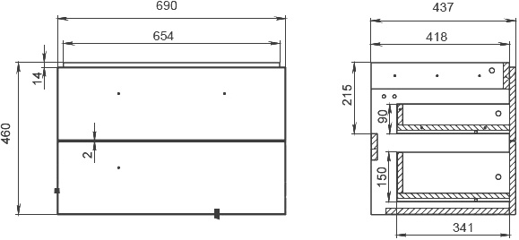 Тумба для комплекта Cersanit Lara 70 орех 63415 - 6