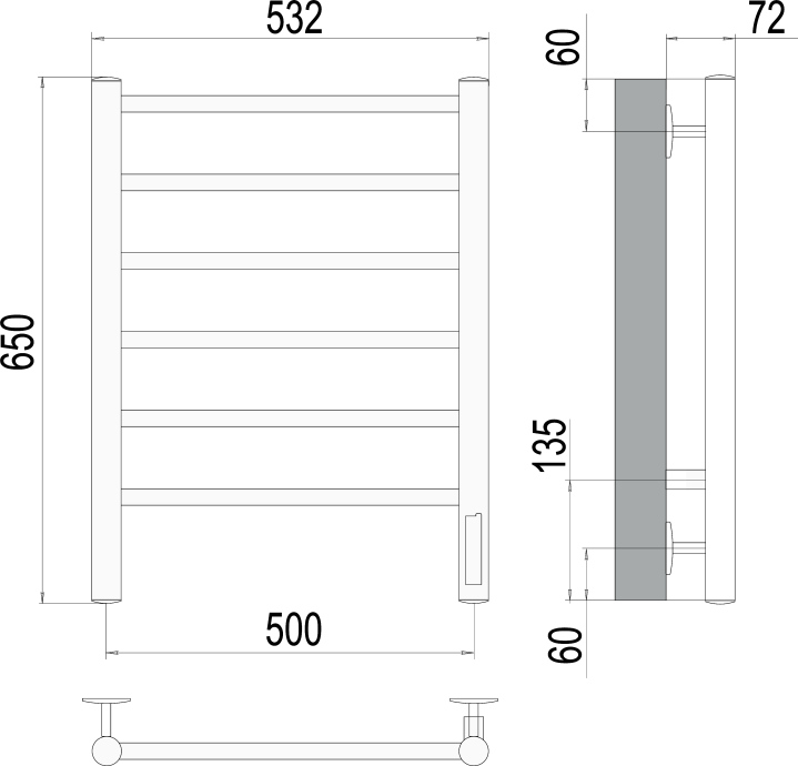 Электрический полотенцесушитель Terminus Аврора П6 500х650 Хром 4670078531155 - 2