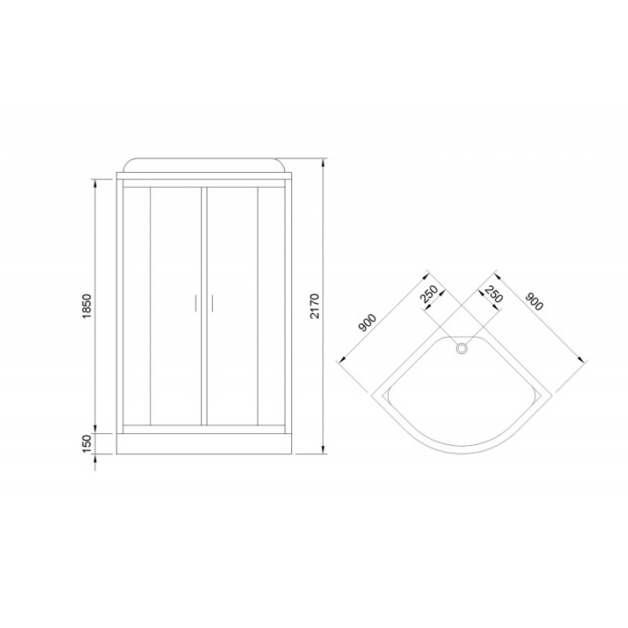 Душевая кабина Royal Bath 90х90 хром стекло прозрачное с гидромассажем RB90HK2-T-CH-EL - 1