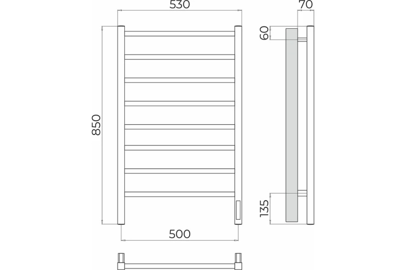 Полотенцесушитель Terminus Ватикан п8 500x850 электро (quick touch) 4670078544452 - 3