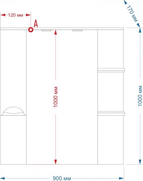 Зеркало Misty Кристи 90 L бордо с подсветкой  П-Кри02090-101СвЛ - 2