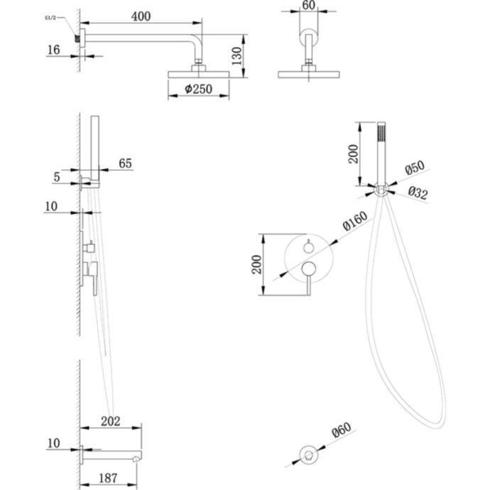 Душевая система Abber Emotion хром  AF8817 - 2