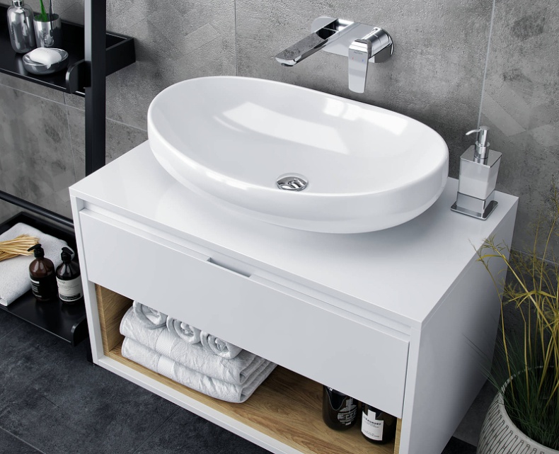 Тумба под накладную раковину Excellent Tuto 80 белый - светлое дерево  MLEX.0102.800.WHBL - 3