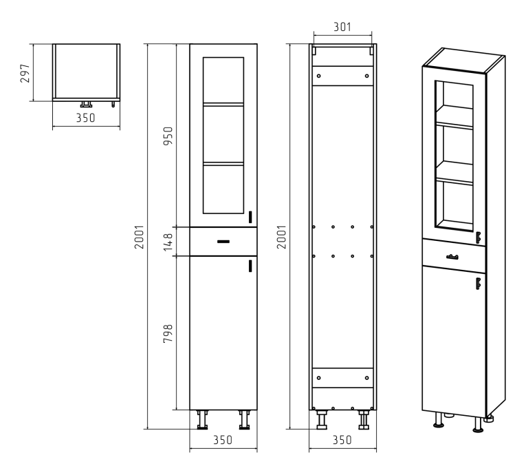 Шкаф-пенал Misty Урал 35 L Э-Ура0503501-01Л - 2