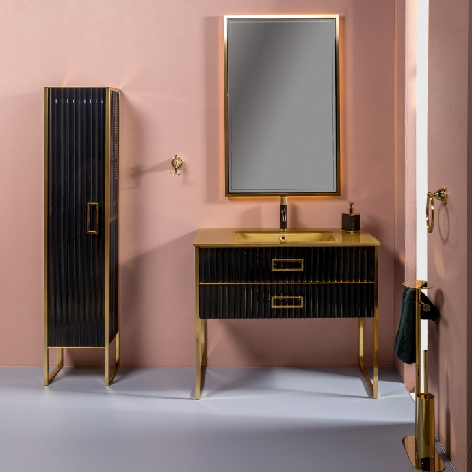 Зеркало Armadi Art Monaco 70х110 с подсветкой черный - золото 566-BG - 1