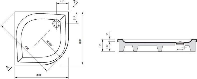 Поддон для душа Ravak Elipso-80 PAN с экраном A224401410 - 1