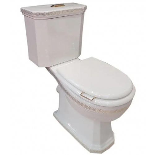 Чаша для напольного унитаза Boheme Vogue белая с золотом без сиденья 941-G - 0