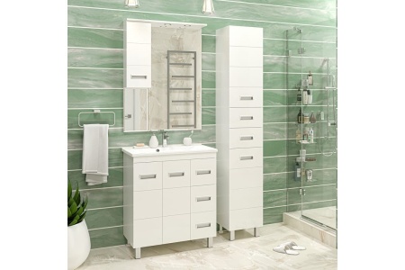 Тумба с раковиной Misty Селена 75 белая глянцевая СО000001651 - 1