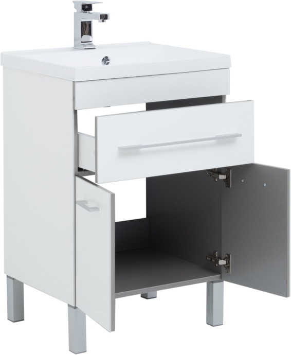 Тумба с раковиной Aquanet Верона 58 белая, 1 ящик, 2 двери - 2
