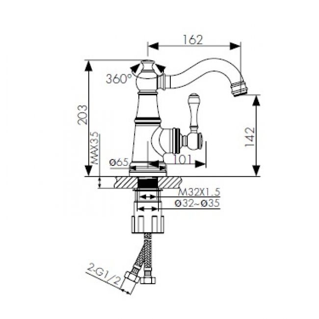 Смеситель Kaiser Aria 03011-3 для раковины, золото - 1