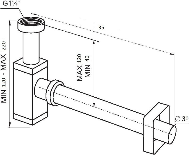Сифон для раковины Ceramalux хром  С-045 - 1