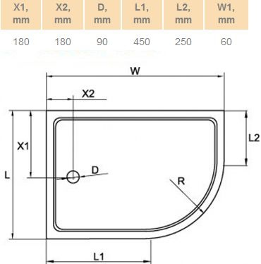 Поддон для душа Cezares Tray R550 100х80 см акриловый L TRAY-A-RH-100/80-550-15-W-L - 2