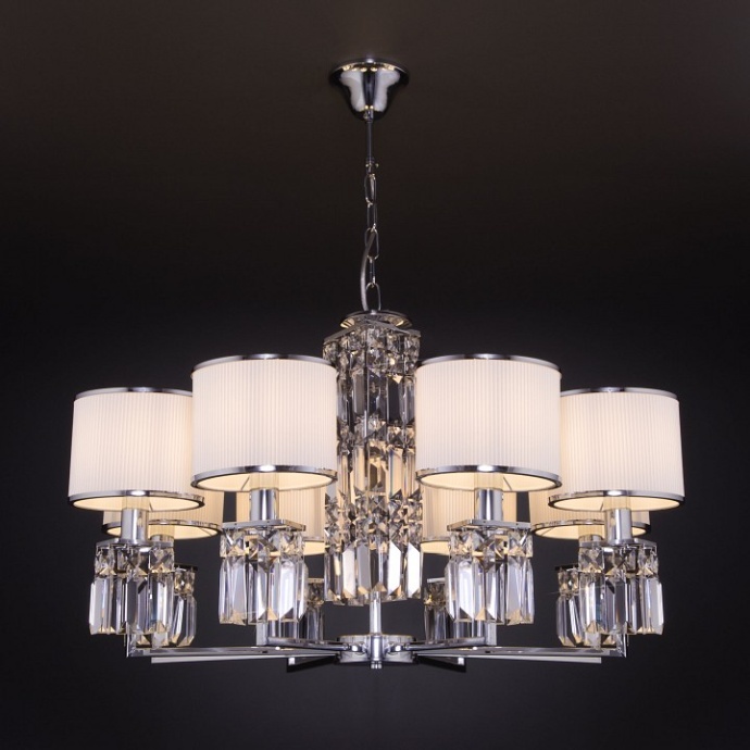 Подвесная люстра Eurosvet Zaffiro 10099/8 хром/прозрачный хрусталь Strotskis (новый абажур) - 1