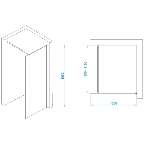 Душевая перегородка RGW Walk In WA-002B 100х195 профиль черный стекло матовое 35100210-24 - 2