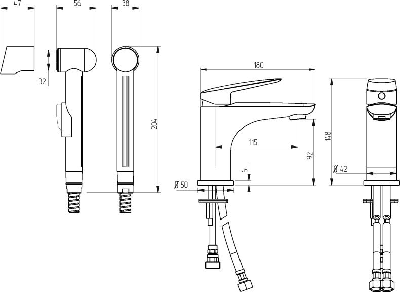 Смеситель для раковины Migliore Laguna 26082 с гигиеническим душем хром - 1