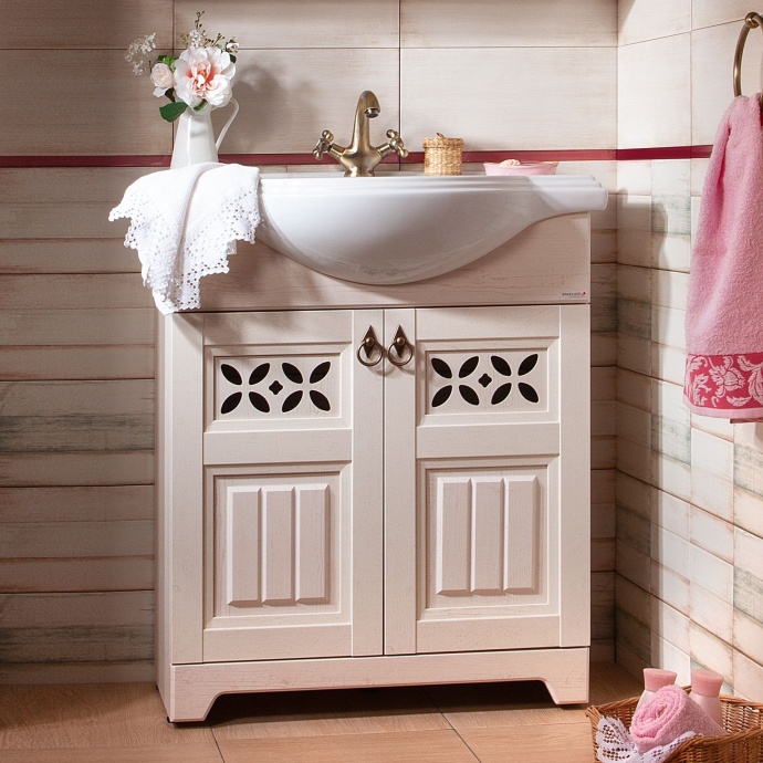 Тумба с раковиной Бриклаер Кантри 80 бежевый дуб - 0