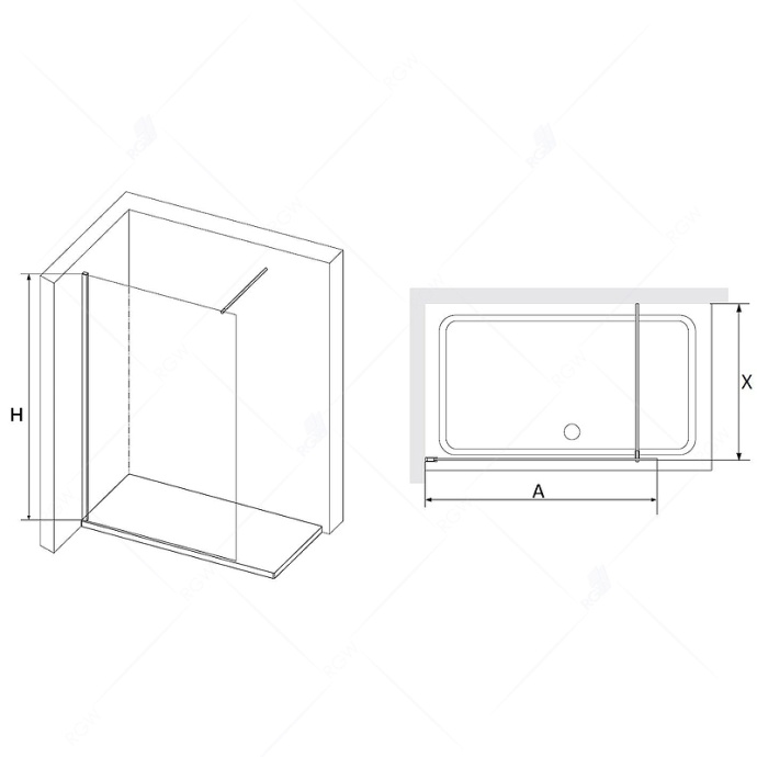 Душевая перегородка RGW Walk in 140х195 черная стекло прозрачное 351011014-14 - 1