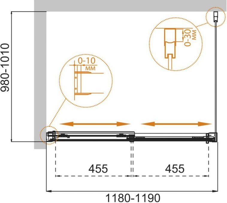 Душевой уголок Cezares Tandem Soft AH-2-120/100-C-Cr-IV стекло прозрачное TANDEM-SOFT-AH-2-120/100-C-Cr-IV - 4
