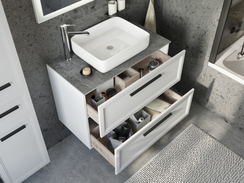 Тумба с раковиной STWORKI Эстерсунд 90 белая матовая, роверелла с отверстием под смеситель в столешнице 460339 - 4