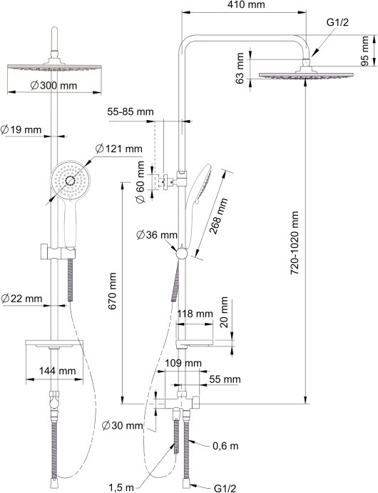 Душевая стойка Swedbe Calypso хром  5101 - 4