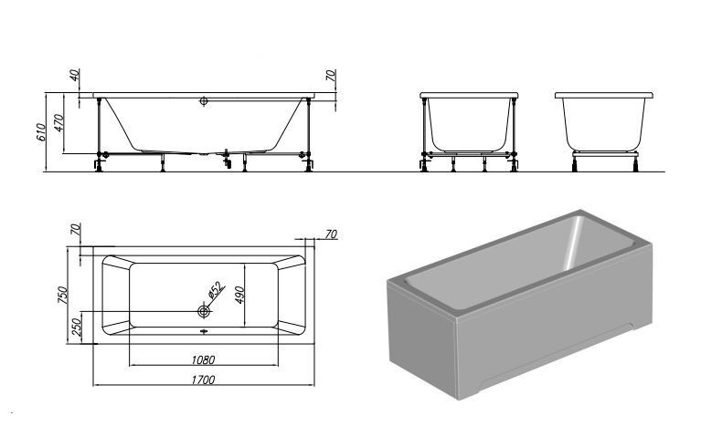 Ванна акриловая Kolpa san Elektra 170х75 белый 5022-01 - 3