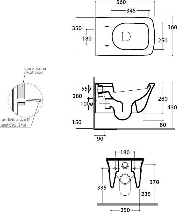 Подвесной унитаз Globo Relais  RES02.BI - 4