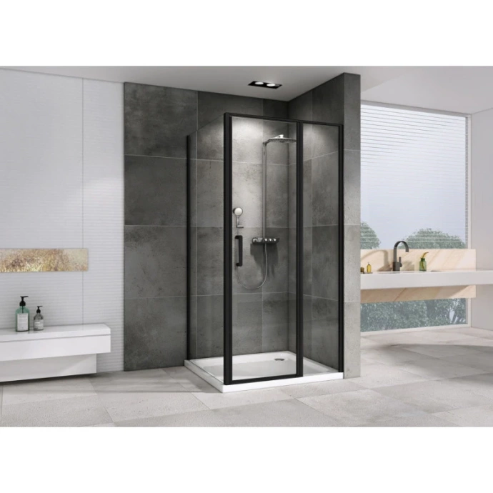 Душевой уголок Abber Sonnenstrand 100х75 черный стекло прозрачное AG04100BS-S75B - 0