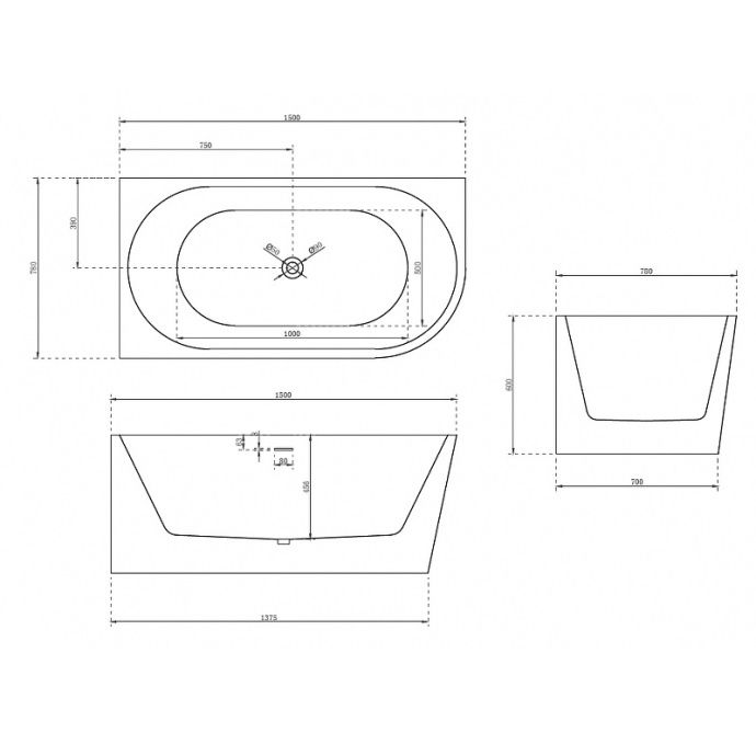 Акриловая ванна ABBER 150х78 белый  AB9257-1.5 L - 3