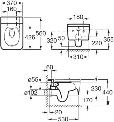 Чаша для унитаза подвесного Roca Inspira square 346537000 - 4