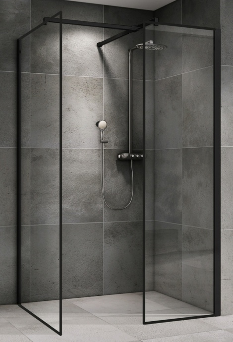 Душевая перегородка ABBER Immer Offen 90 профиль черный  AG67129B - 0