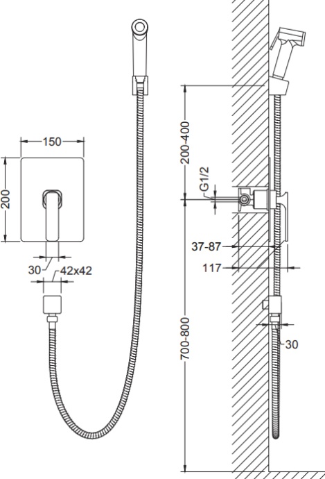Гигиенический душ Timo Torne 4359/00SM со смесителем, хром  - 1