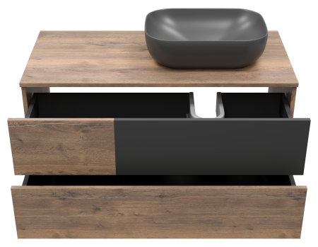 Тумба под раковину Misty Коломбо 100 правая темное дерево - черный П-Кол-01100-074ПП - 1