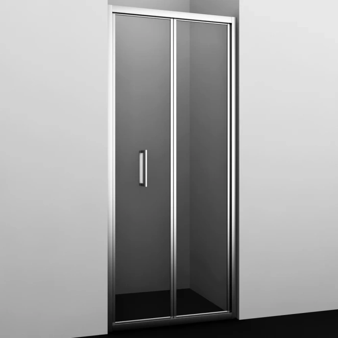 Душевая дверь в нишу Wasserkraft Weser 100х200 профиль хром стекло прозрачное 78F12 - 0