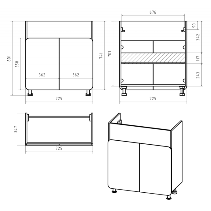 Тумба под раковину Misty Чегет 75 белая глянцевая П-Чег-01075-011 - 2