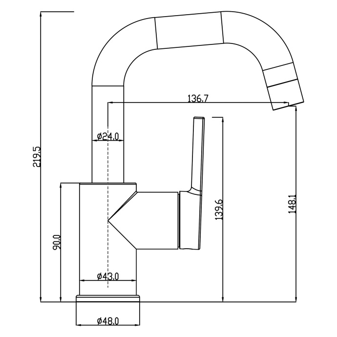 Swedbe Diana Высокий смеситель для раковины, цвет: черный 1011B - 2