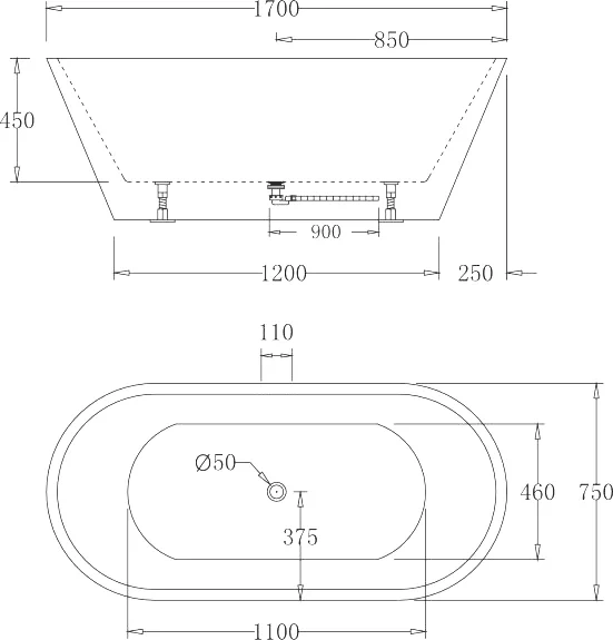 Акриловая ванна BelBagno 170х75 белый  BB61-1700-W0 - 1