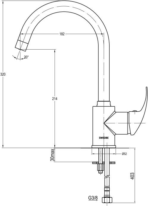 Смеситель Swedbe Selene 7440 для кухонной мойки - 3