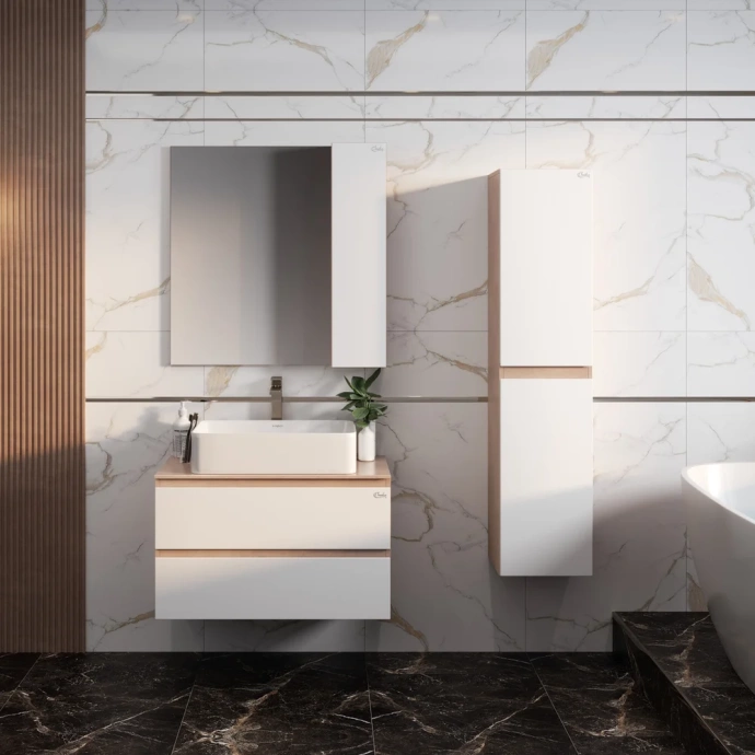 Шкаф-пенал Onika Алеста 35 камень светлый/белый  403566 - 2